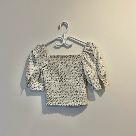 Pellucid | Pixie floral bustier top women xsmall chiffon puff sleeves sweetheart - Picture 4 of 7